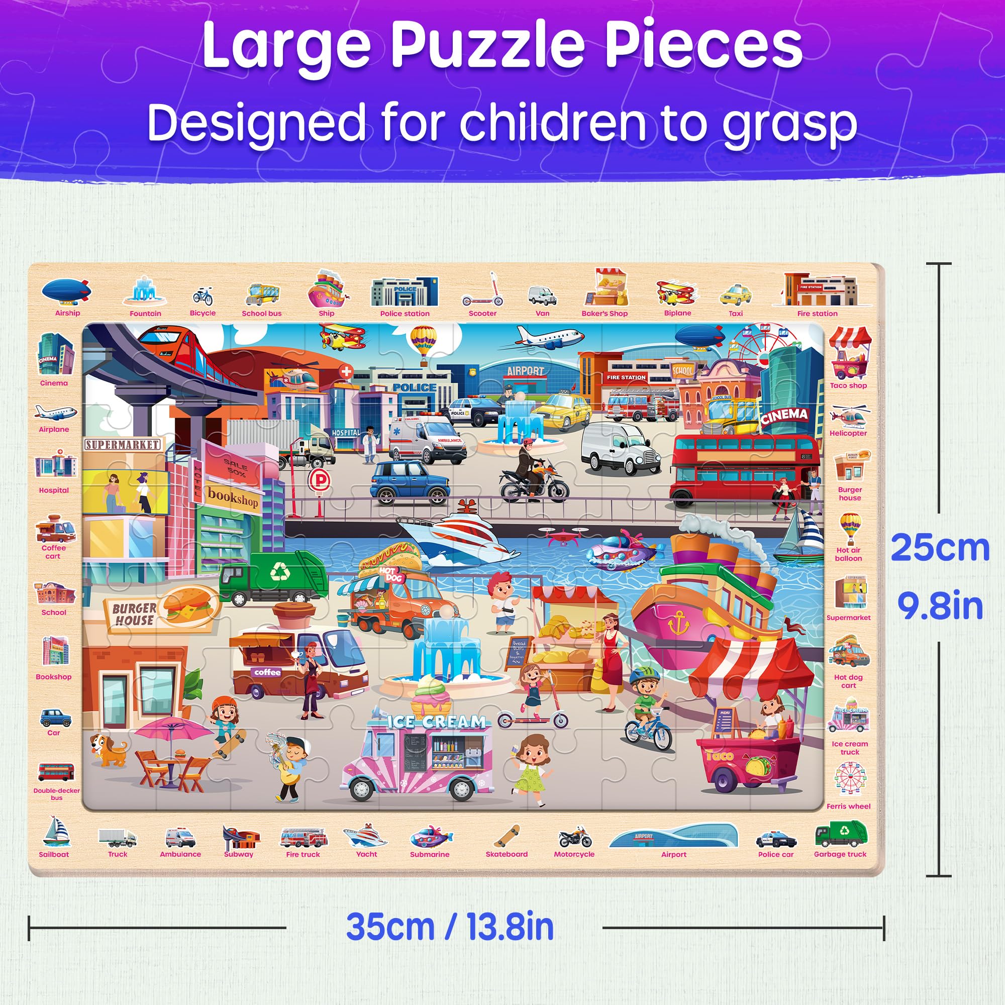 SYNARRY wooden frames keep puzzle pieces secure during play
