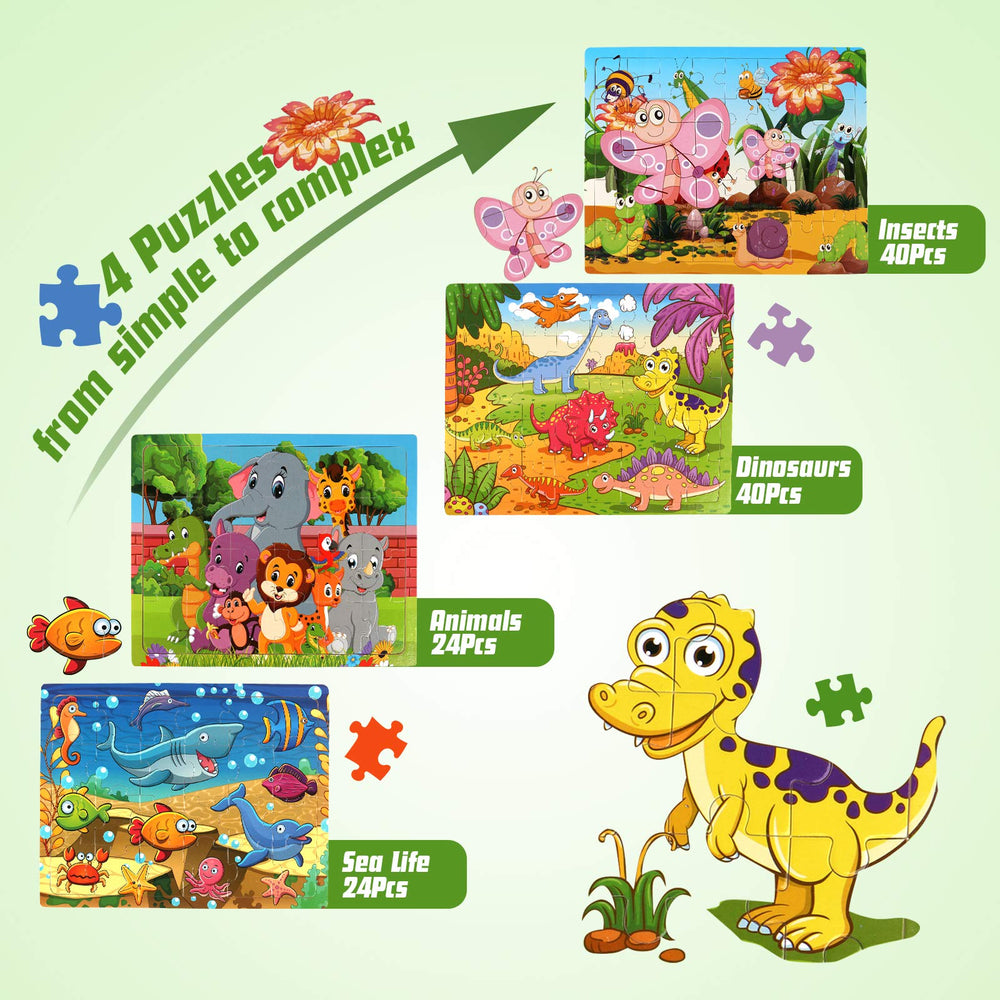 SYNARRY wooden puzzle pieces on a tray support fine motor skills during play
