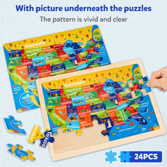 SYNARRY World map wooden puzzle pieces to explore continents and oceans