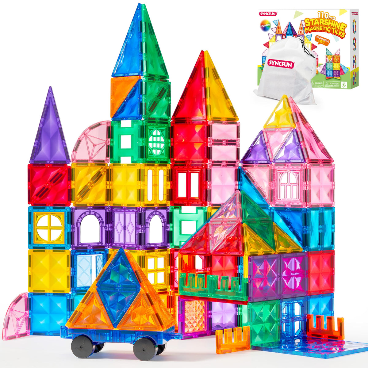 SYNCFUN 110-piece magnetic tiles for creative play and spatial thinking