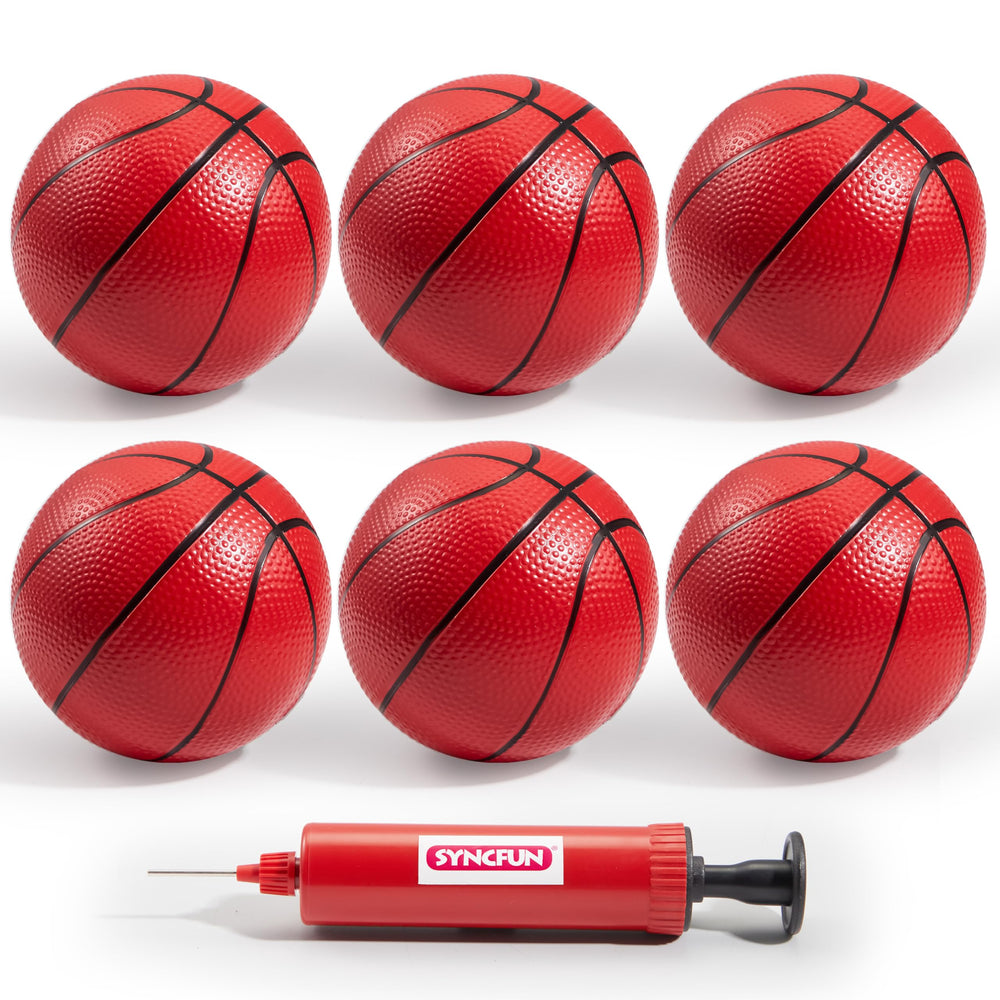 SYNCFUN 5in mini basketball close-up with durable rubber and grip for precise control.
