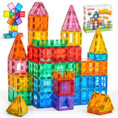 SYNCFUN 66pcs magnetic tiles set for vibrant 2D and 3D creations.