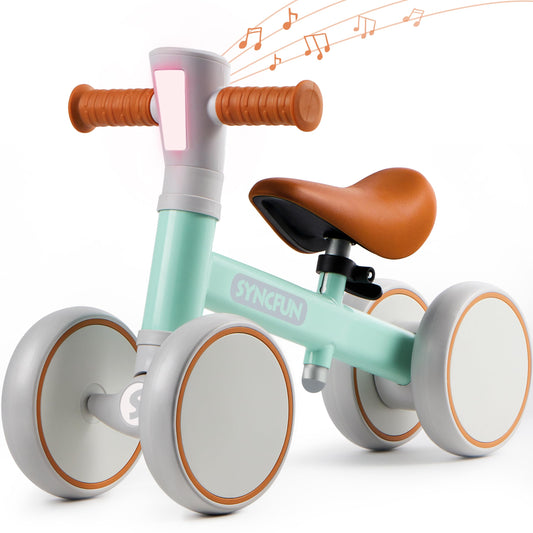 SYNCFUN baby balance bike blue side view showing safe, adjustable ride