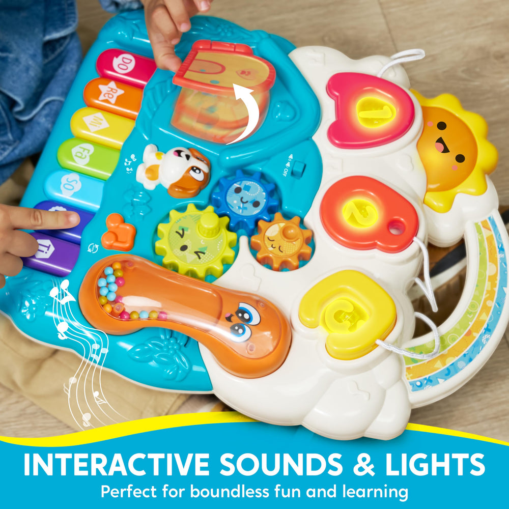 SYNCFUN piano panel close-up showcases music modes and colors.
