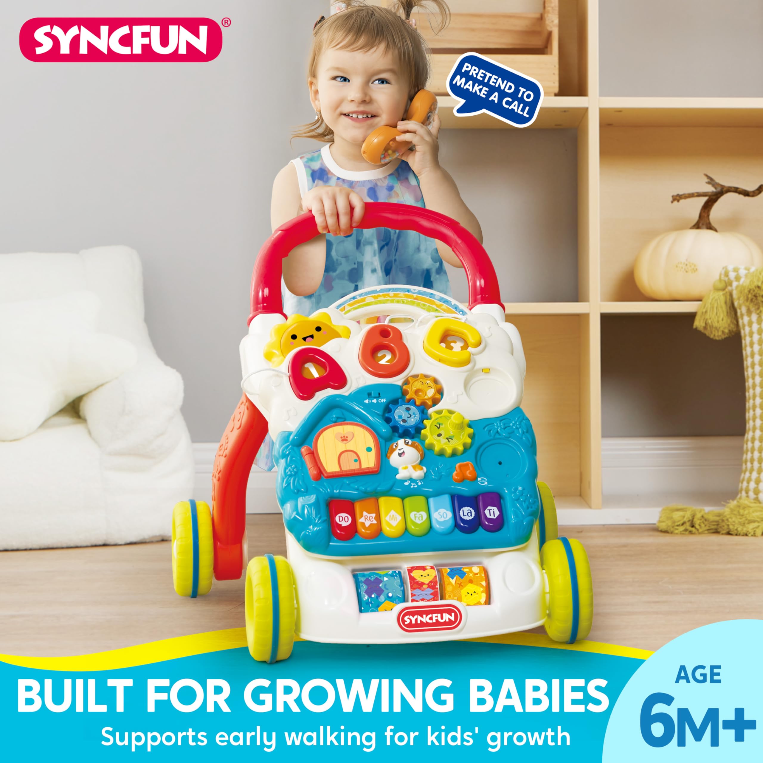 SYNCFUN walker side angle highlights push design for active play.