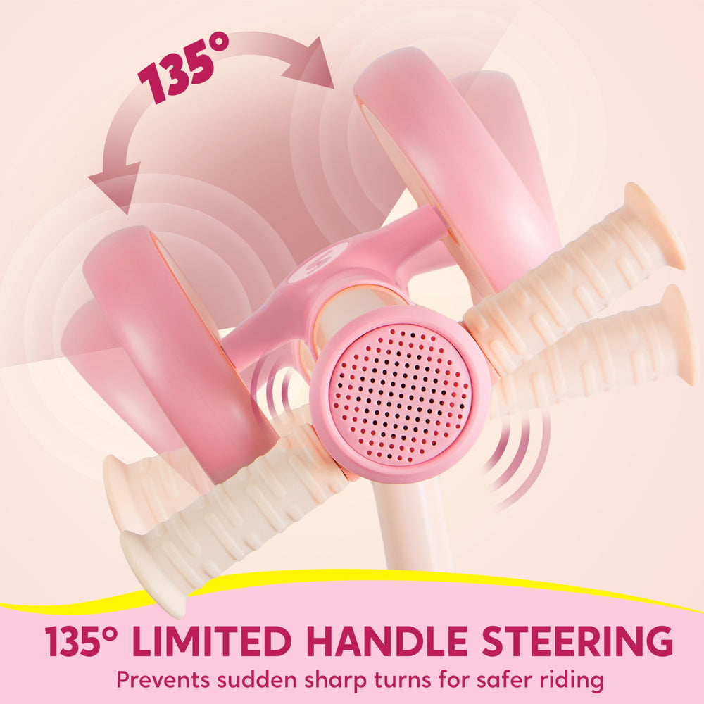 SYNCFUN pink bike with 135-degree steering helps steady steering