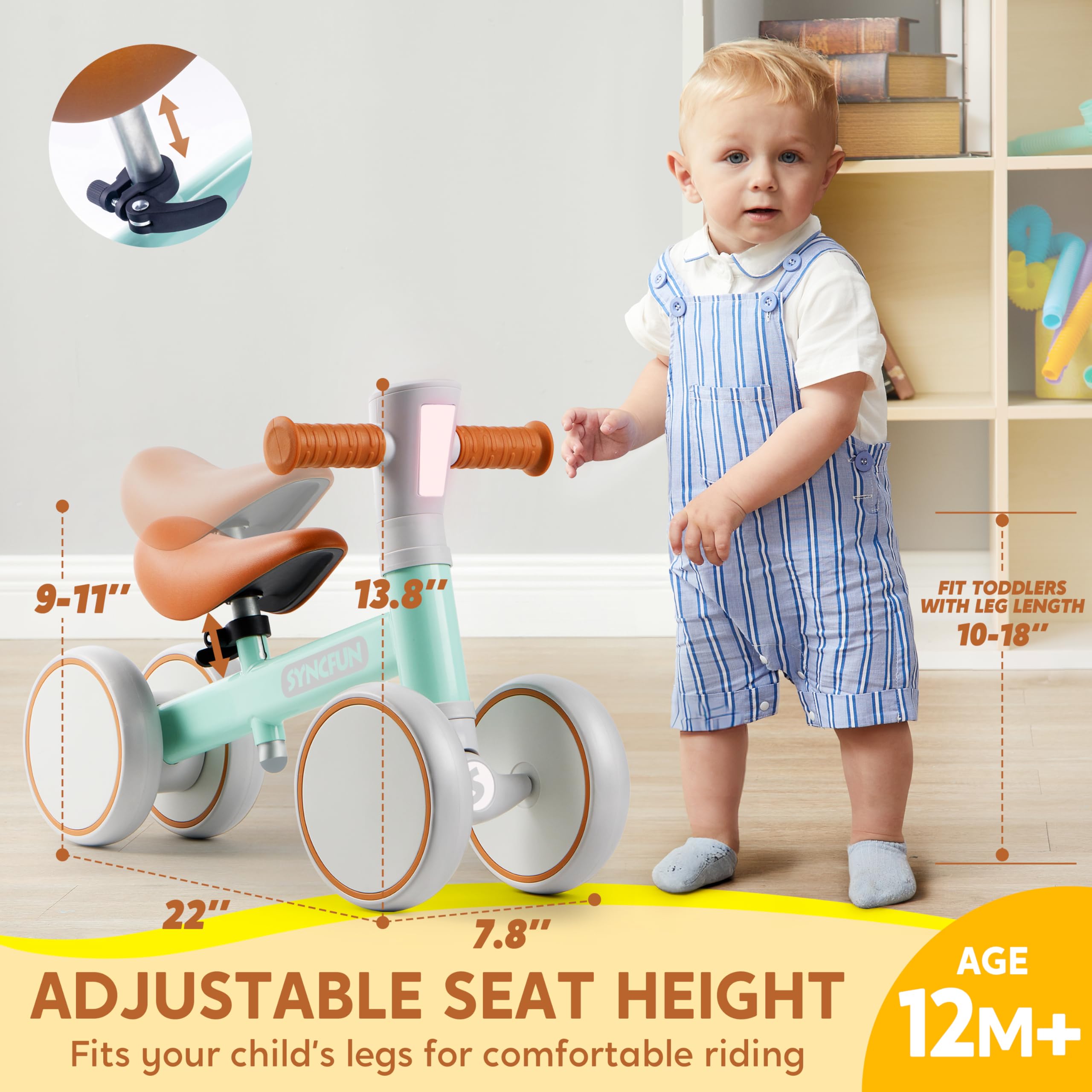 SYNCFUN balance bike blue anti-slip handle for secure grip