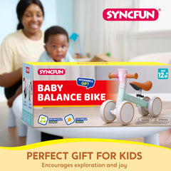 SYNCFUN balance bike blue indoor and outdoor use in action