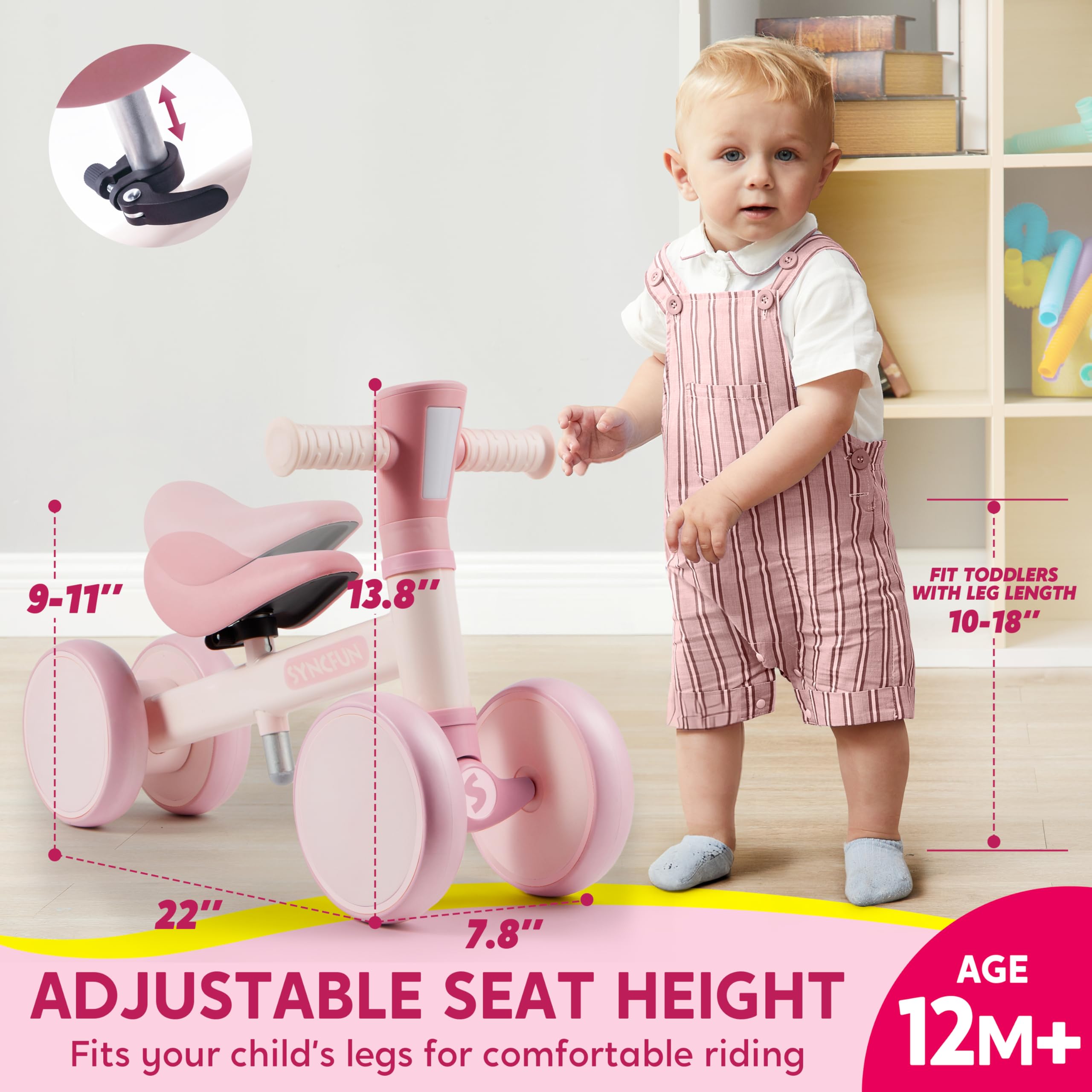SYNCFUN indoor-outdoor balance bike is floor-friendly and versatile