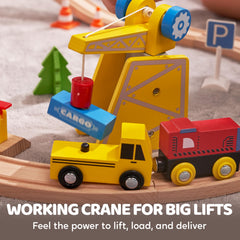 SYNCFUN cargo crane enables cargo transfer during pretend-play.