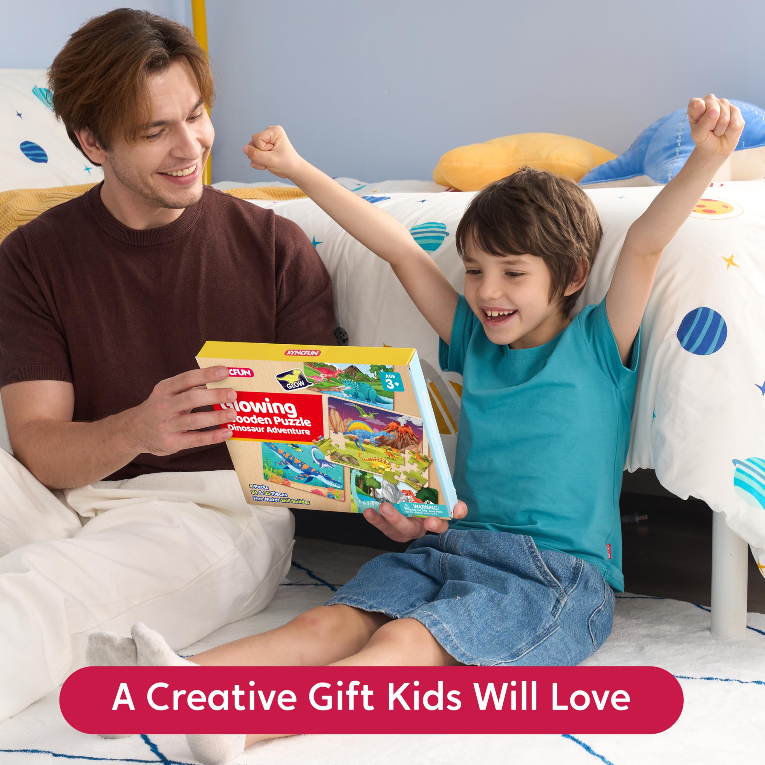 SYNCFUN kids enjoy screen-free puzzle time away from screens.