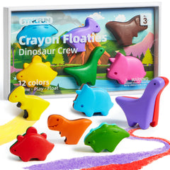 SYNCFUN dinosaur-theme beeswax crayons in a 12-color set, perfect for playful learning.