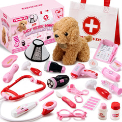 SYNCFUN Doctor Kit for Girls with puppy and stethoscope for imaginative veterinary play.