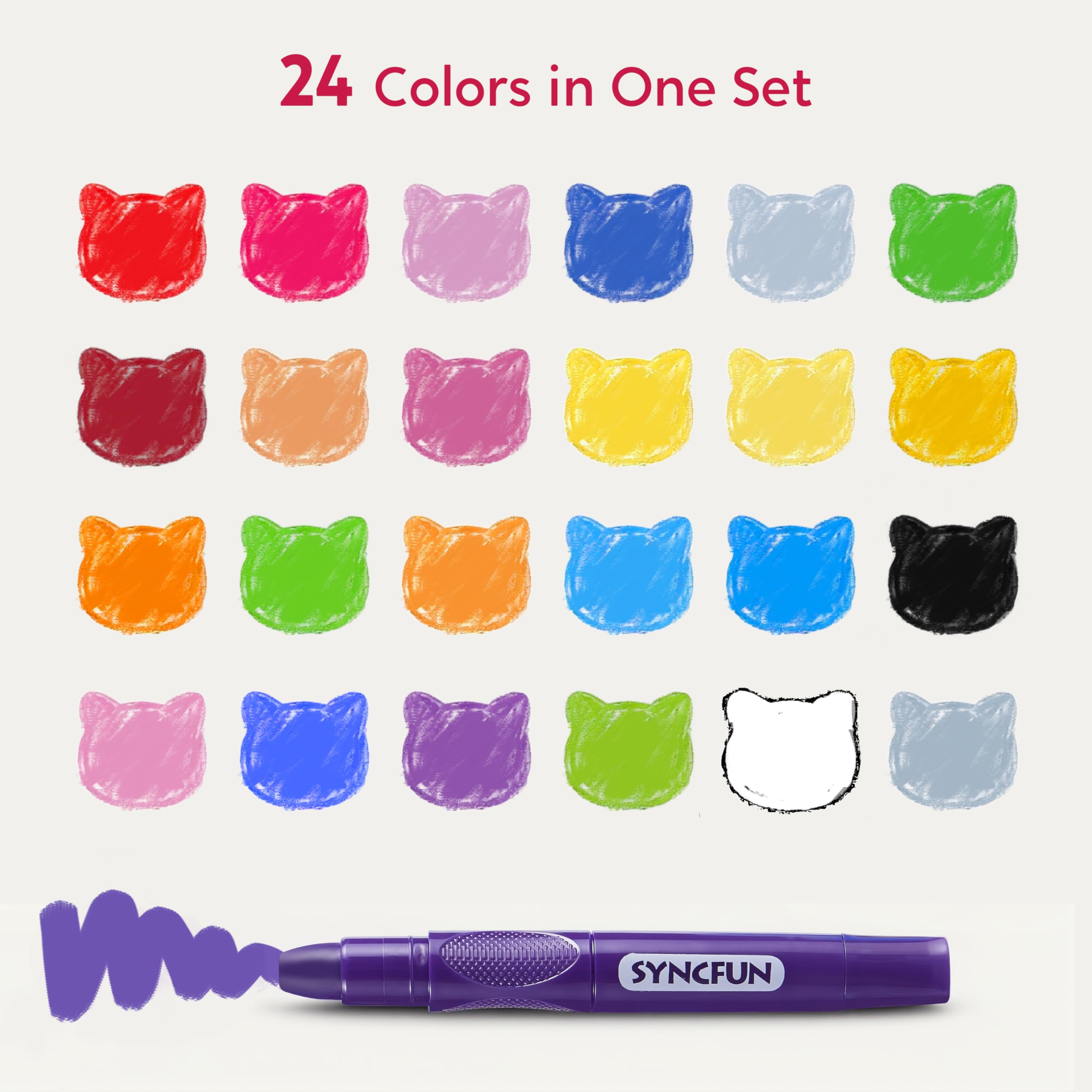 SYNCFUN fast-drying crayons provide quick artwork without smudges