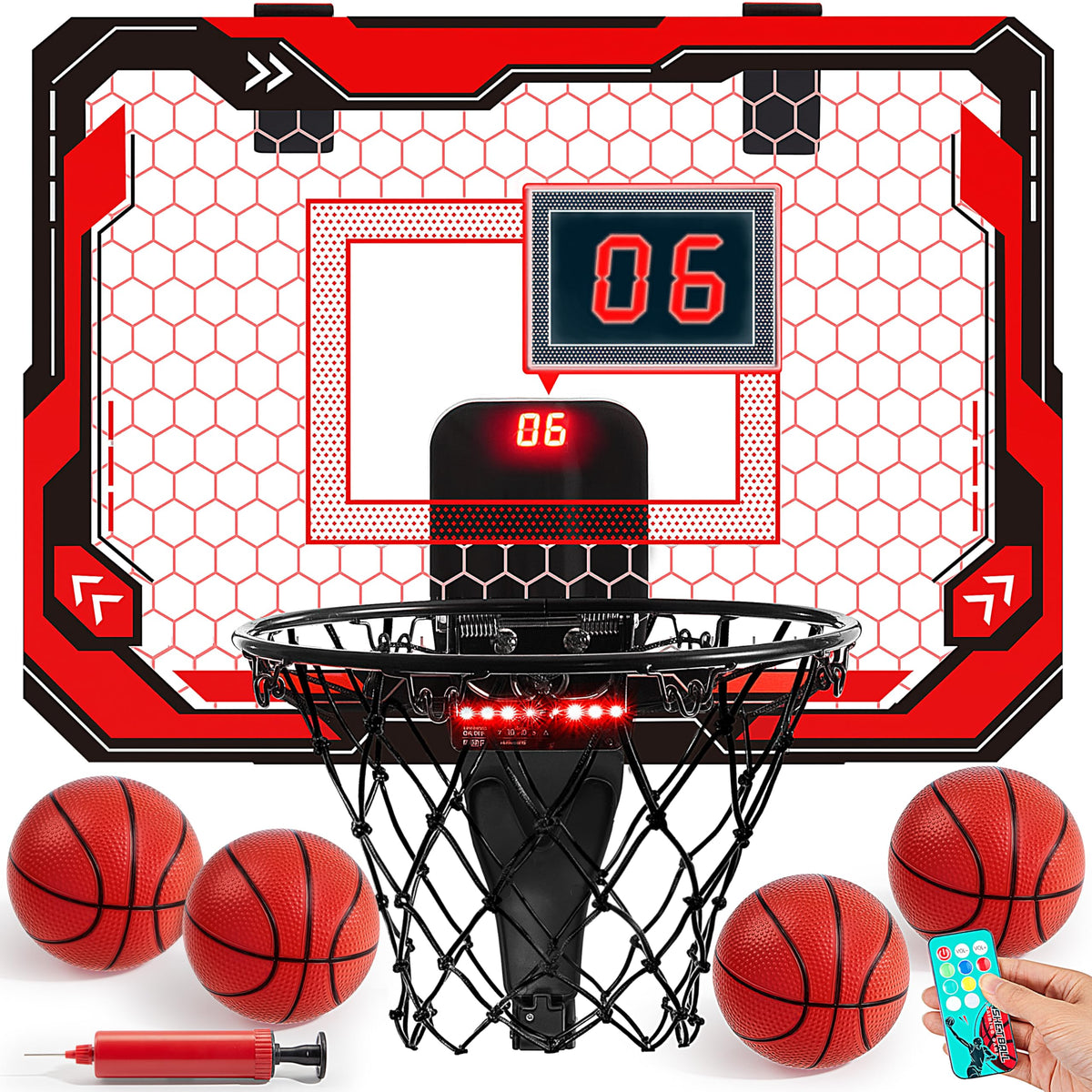 SYNCFUN LED board and hoop for bright indoor play and practice.