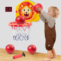 SYNCFUN mini basketball hoop front view with LED scoring boosts active playtime