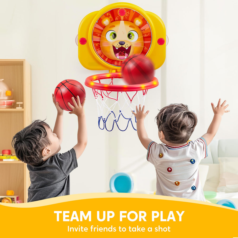 SYNCFUN hoop includes two soft balls for immediate shooting fun