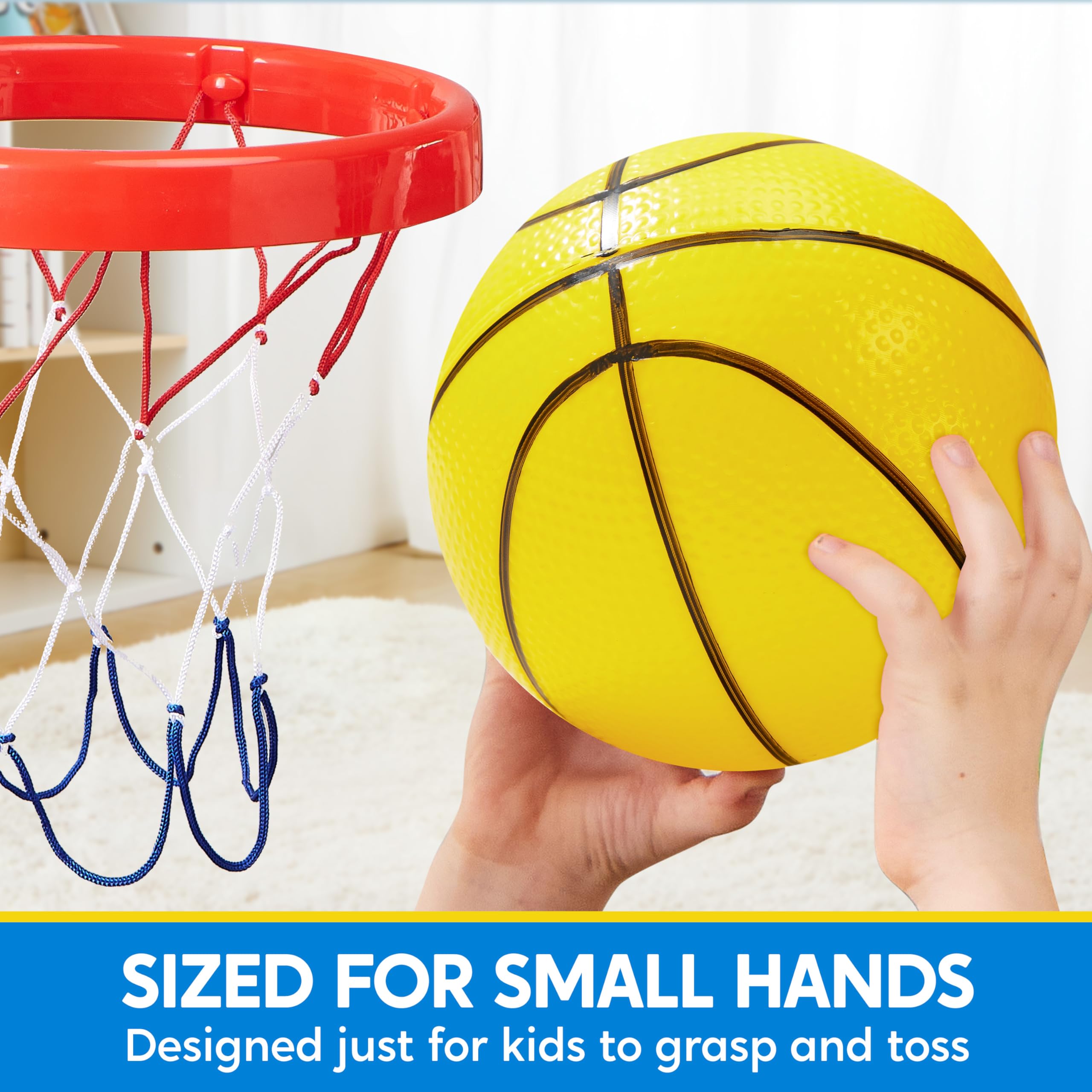SYNCFUN mini basketball pump included for quick, easy inflation.