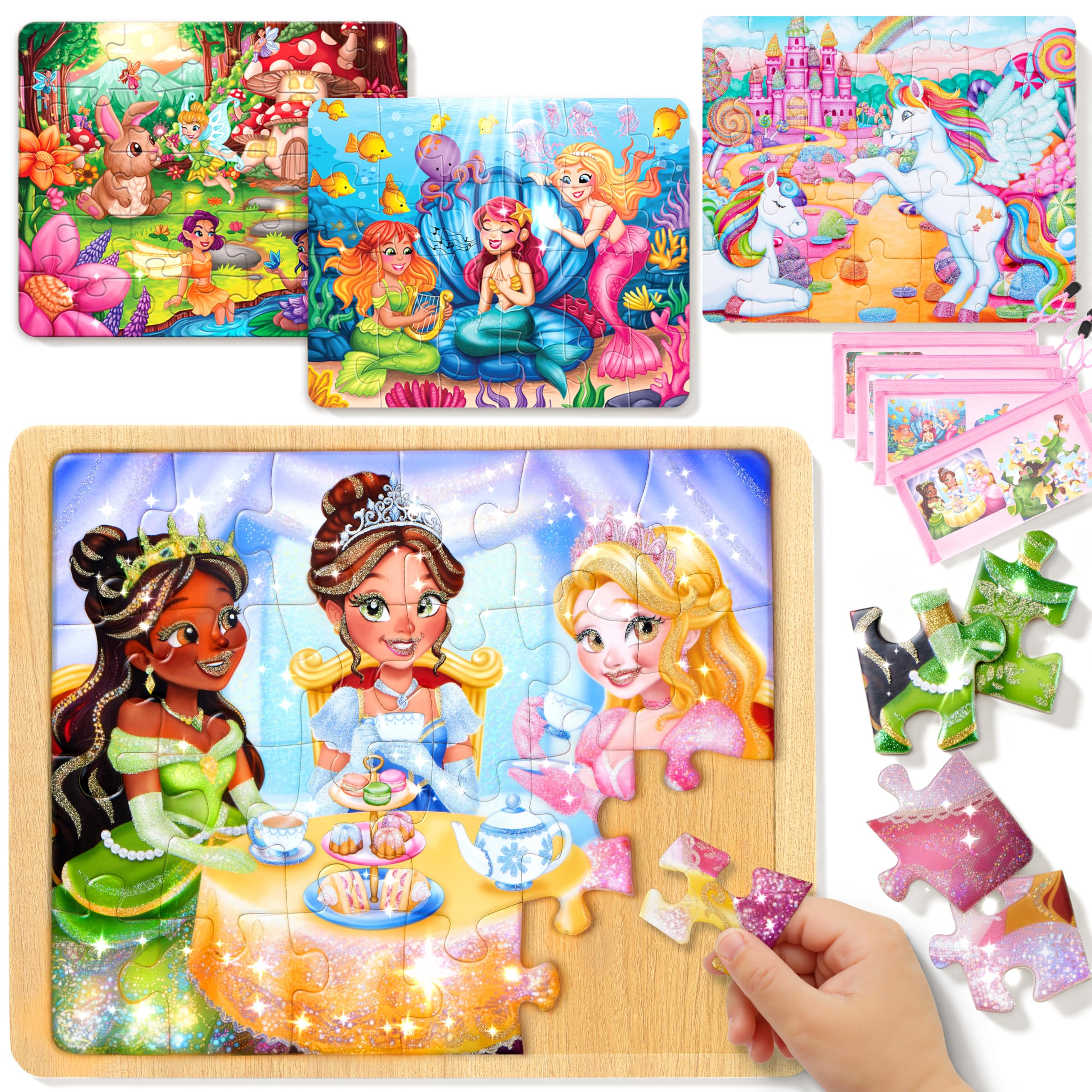 SYNCFUN Princess 24-piece puzzle boosts fine motor skills for toddlers.