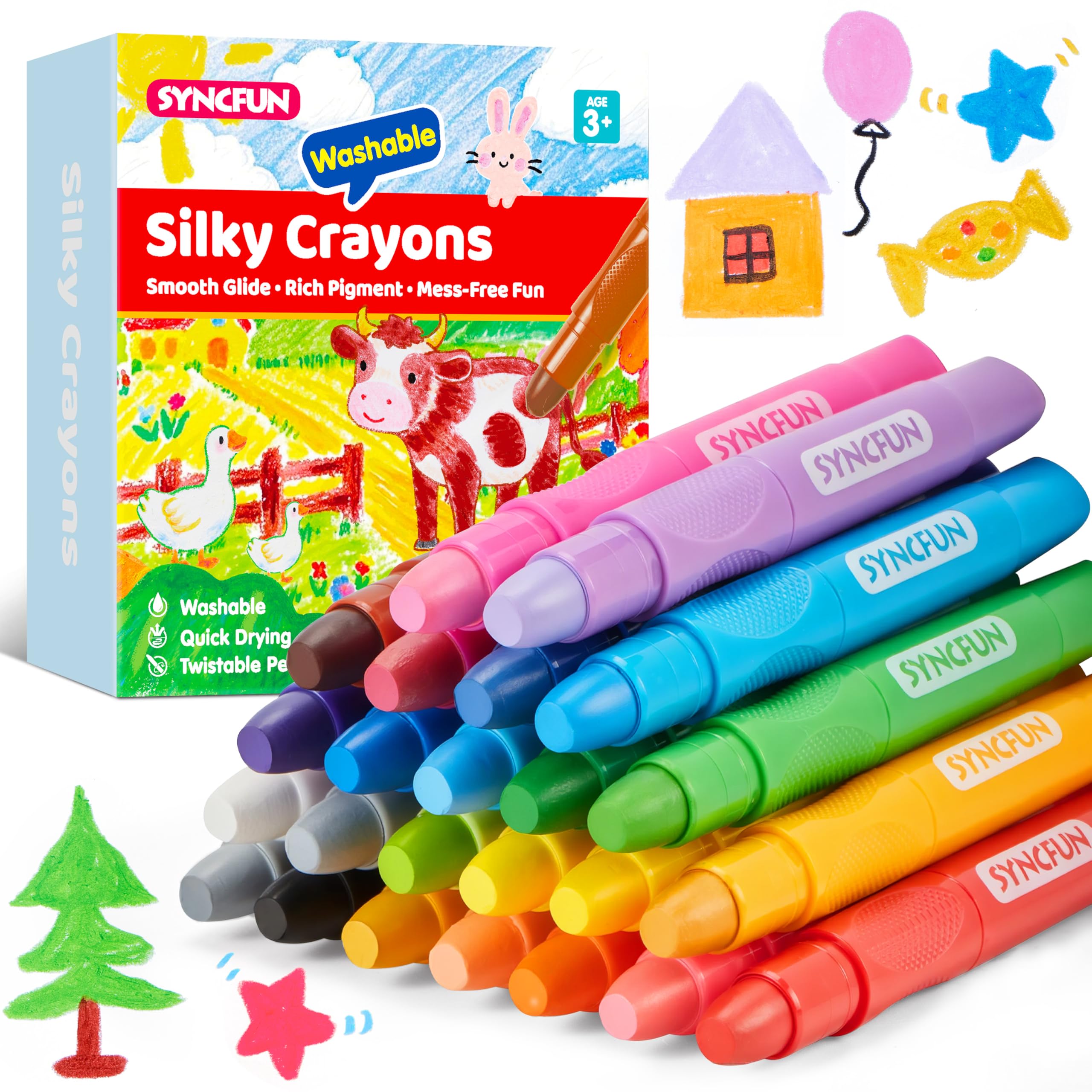 SYNCFUN twistable silky crayons pack: vibrant colors for mess-free coloring sessions