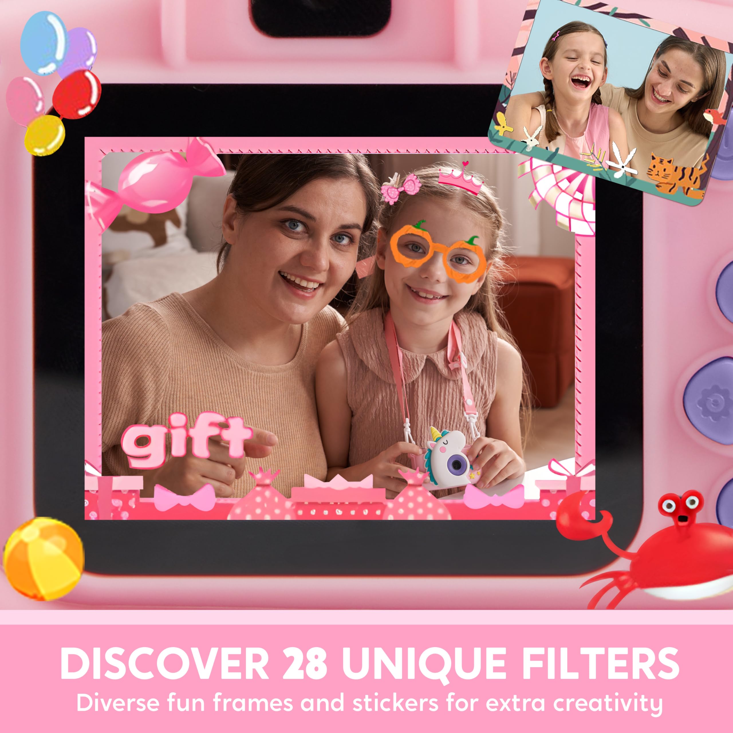 SYNCFUN Unicorn Kids Camera with 32GB SD Card ready for memories