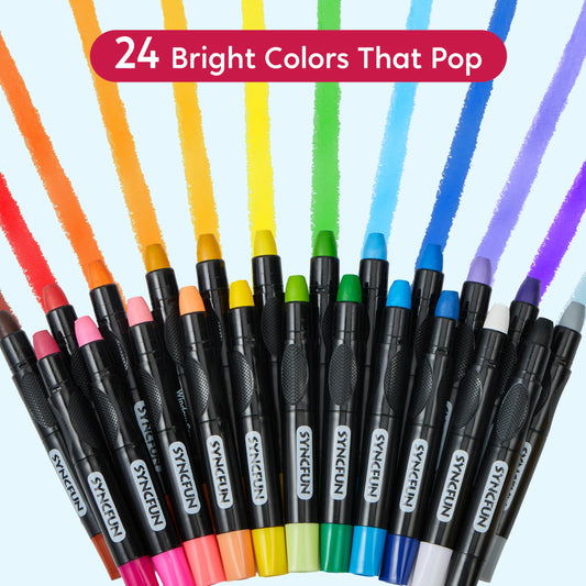 SYNCFUN washable window crayons easily wipe clean from windows and hands