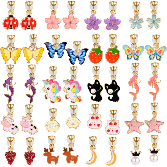 SYNLIN clip-on earrings with flower theme for easy, allergy-friendly kids' fashion.