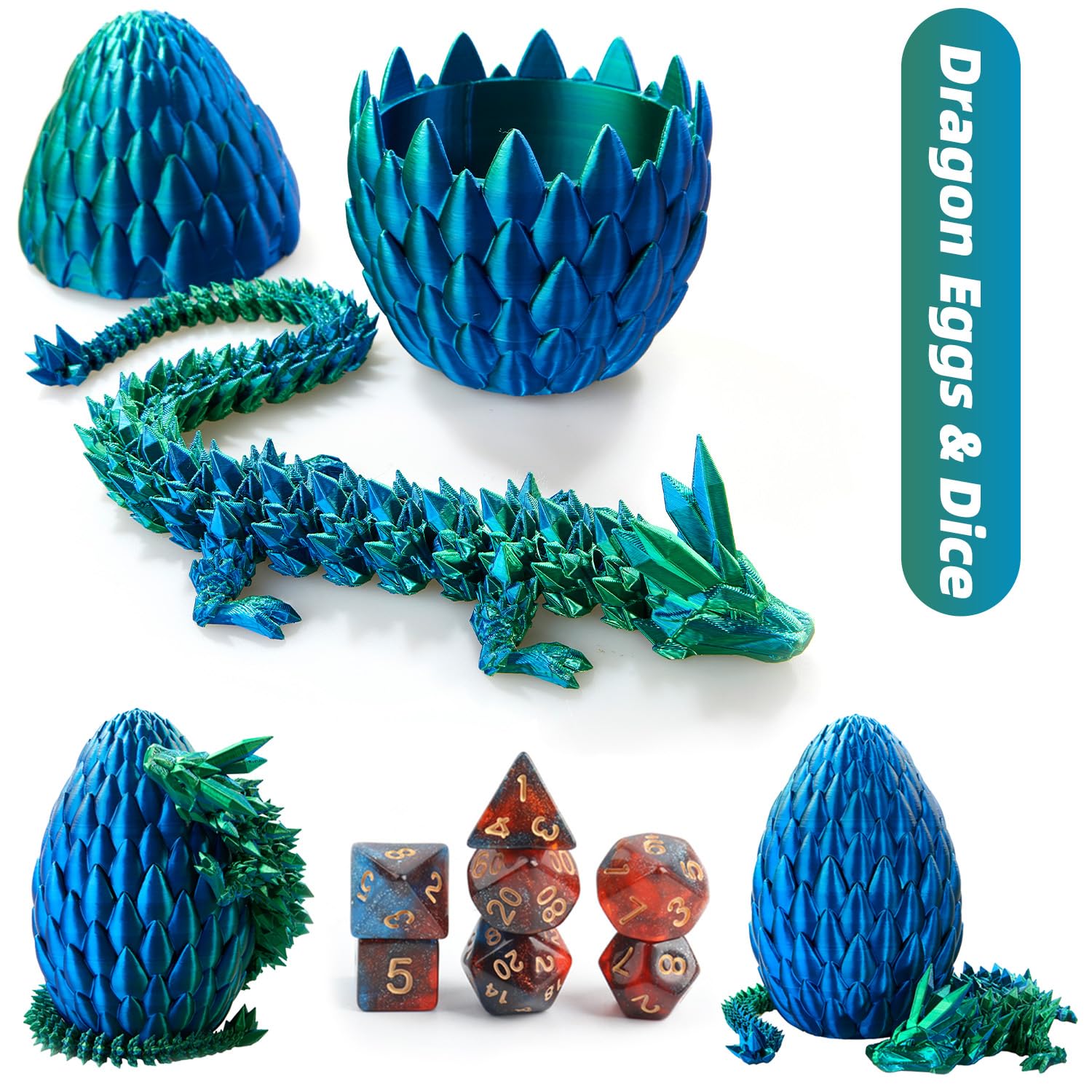 syouces dragon egg with articulated dragon figure for poseable display