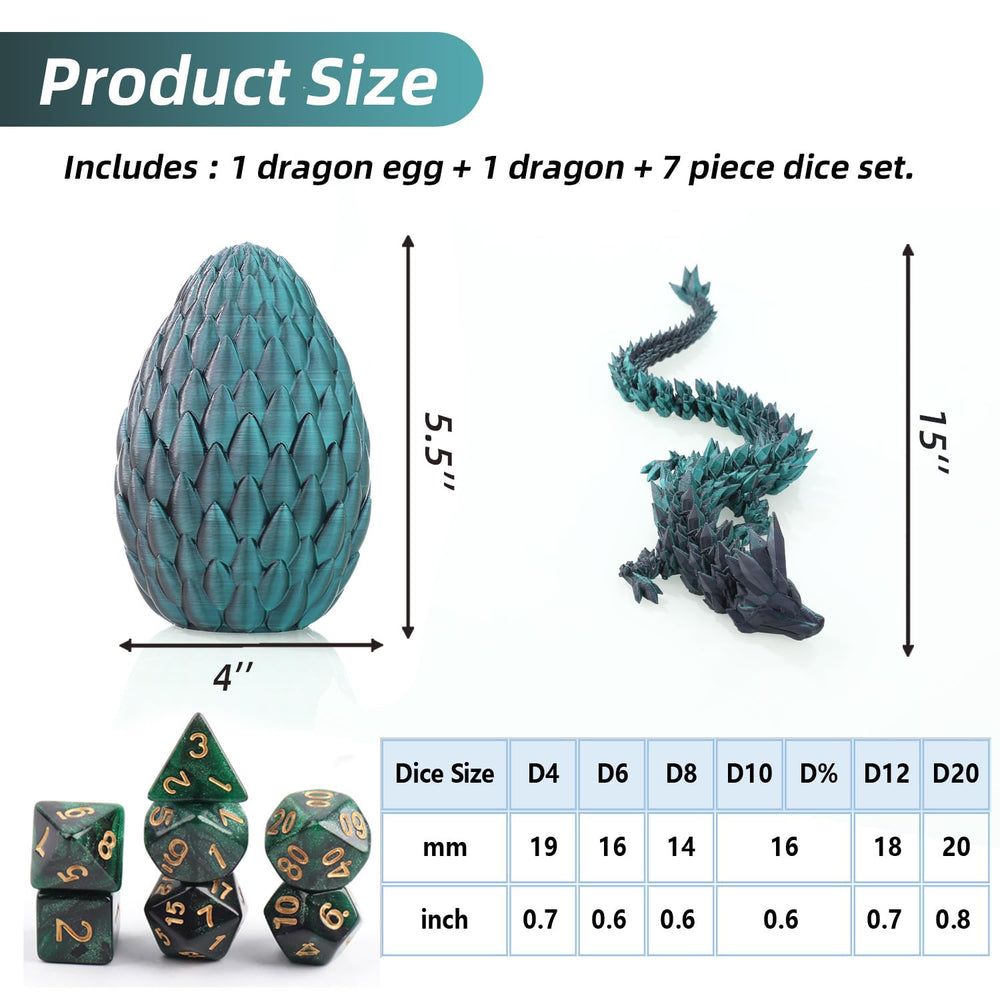 syouces articulated dragon inside egg for poseable display.