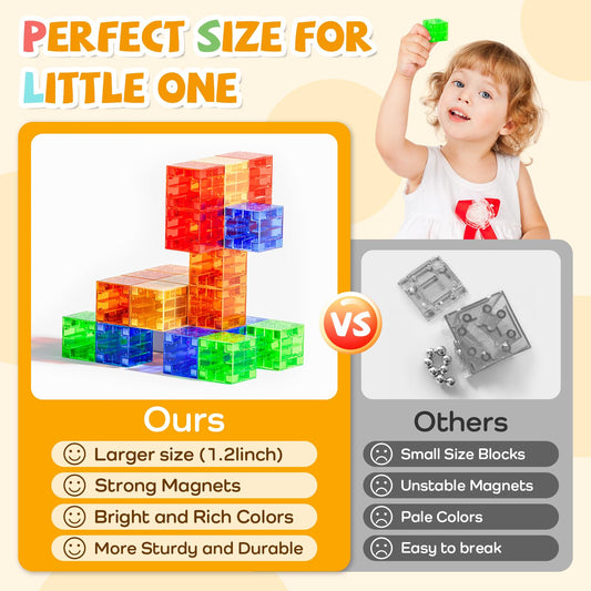 SYSKENI transparent magnetic cubes show clear visibility for sorting and exploration.