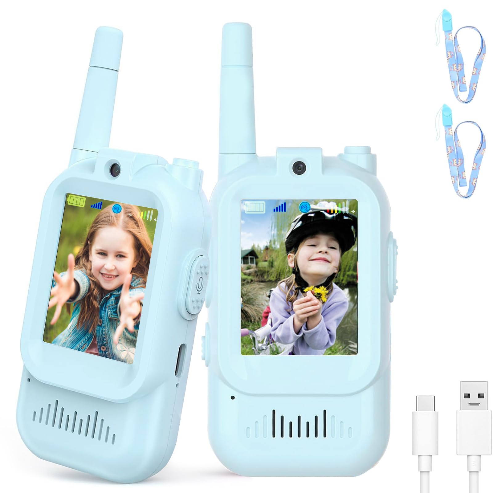 Syutinn video walkie-talkies for kids 2-pack with clear video and sound.