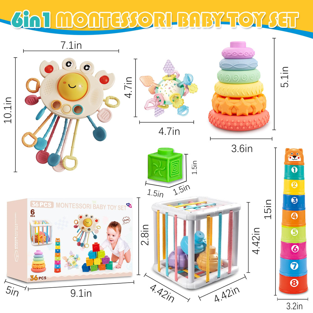 SYUUKH six-tier soft stacking tower promotes stacking skills and hand-eye coordination.