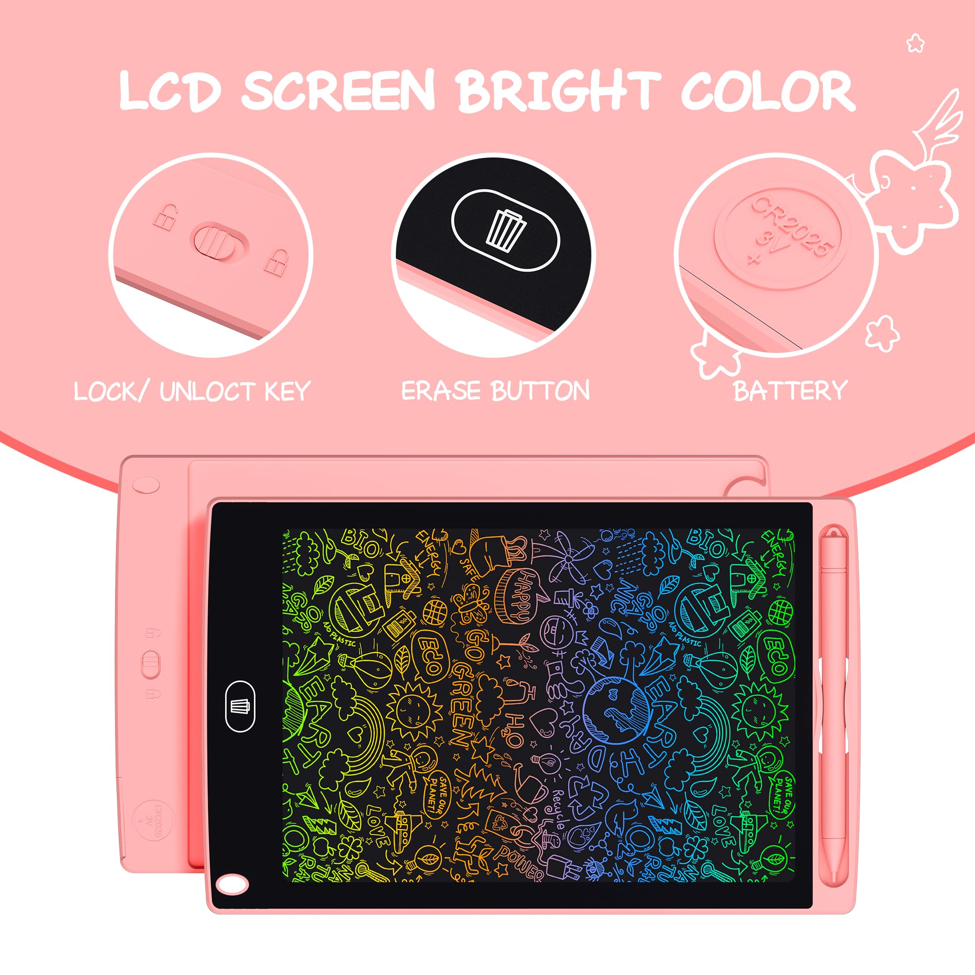 Szhsk LCD writing tablet front view shows erase button for quick resets.