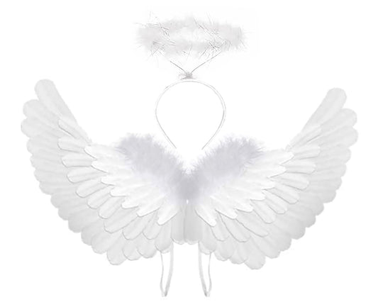 SzJias Angel Wings White Open: lightweight, sturdy wings for easy cosplay and photos.