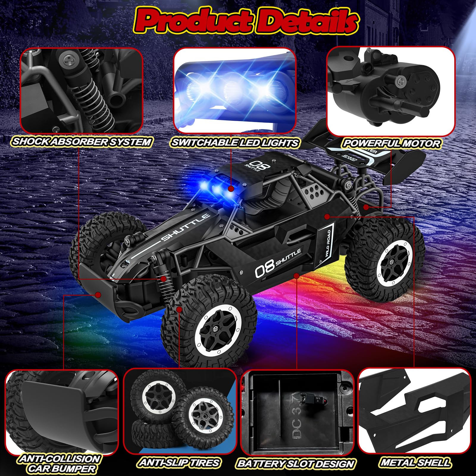 SZJJX rechargeable batteries extend playtime between charges.
