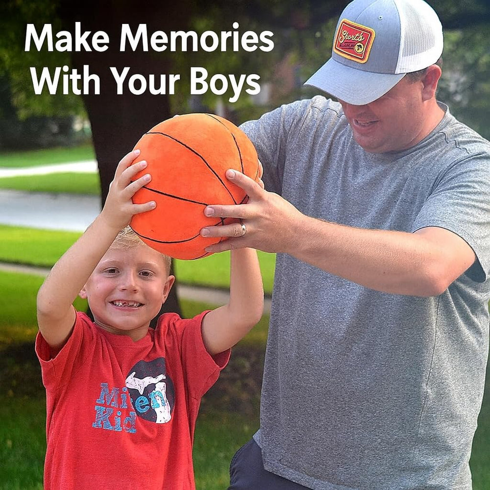 T play Basketball Plush Pillow in soft-material texture for cozy hugs at home.