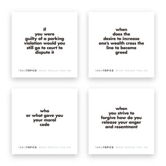 TableTopics close-up showing questions that invite different perspectives.