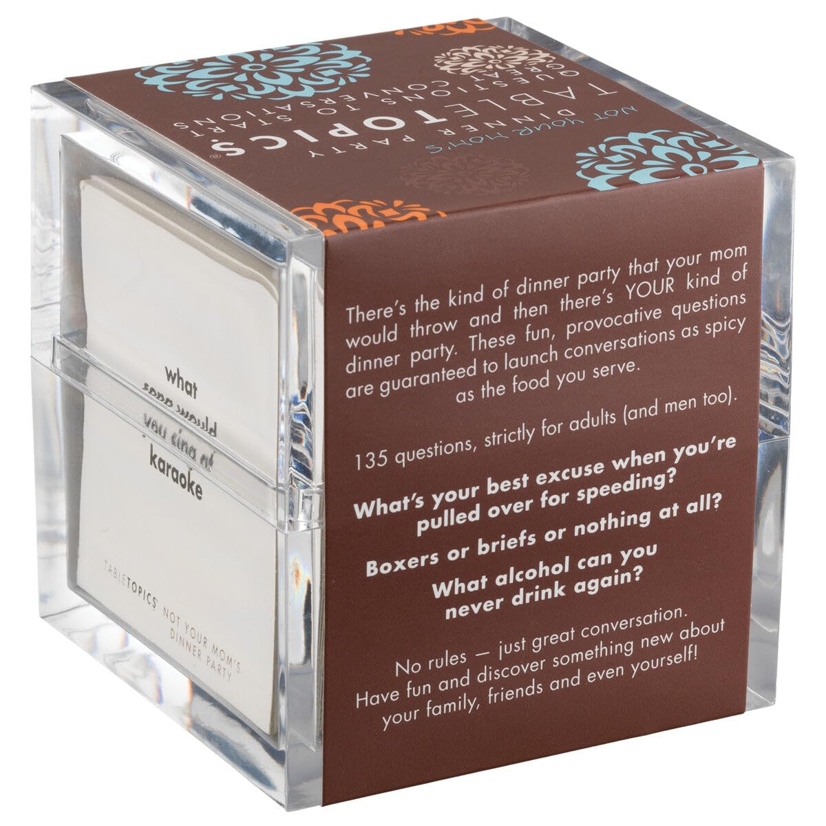 In hand, TableTopics conversation cards spark deeper connections at gatherings.