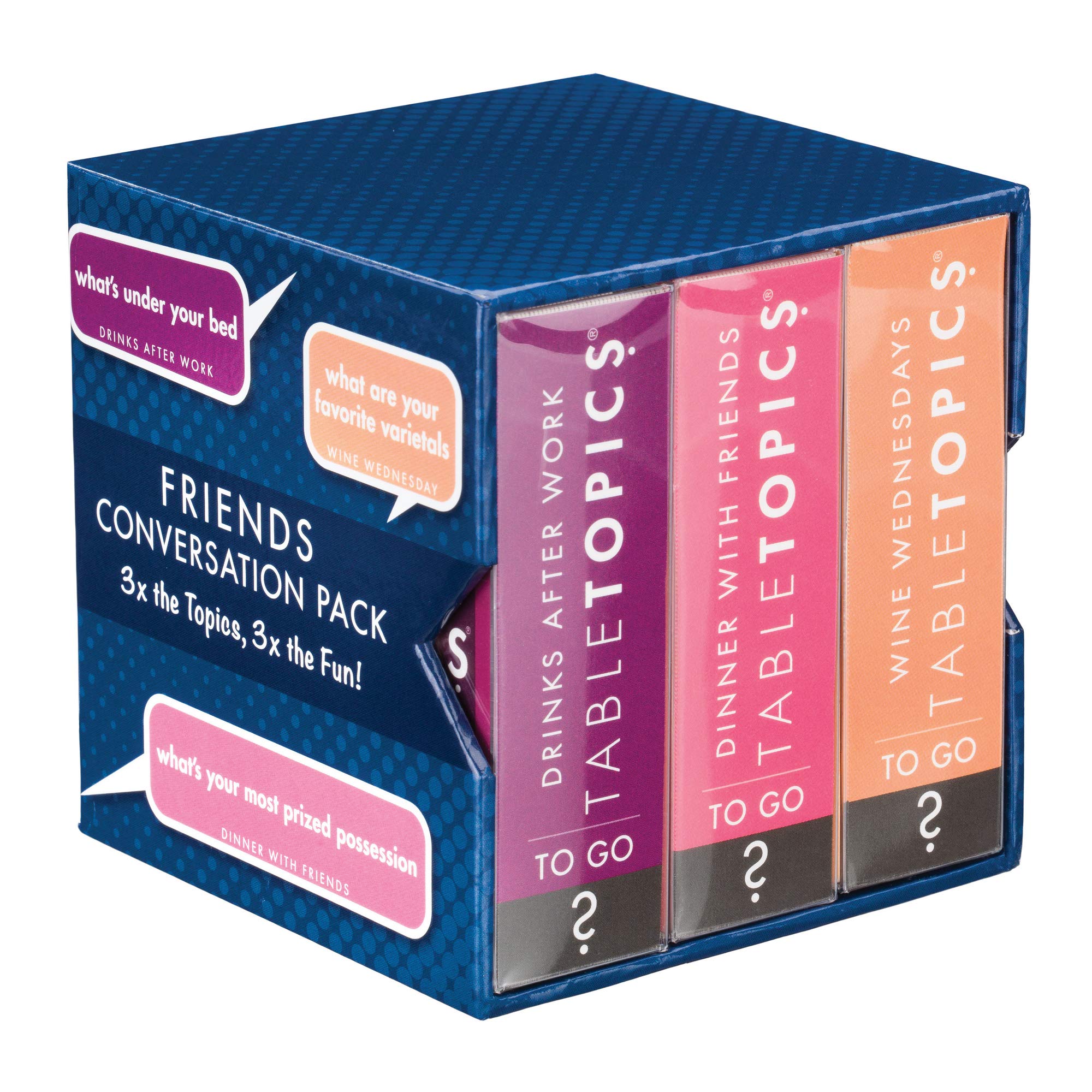 TableTopics Friends Pack front cover shows three decks for lively gatherings.
