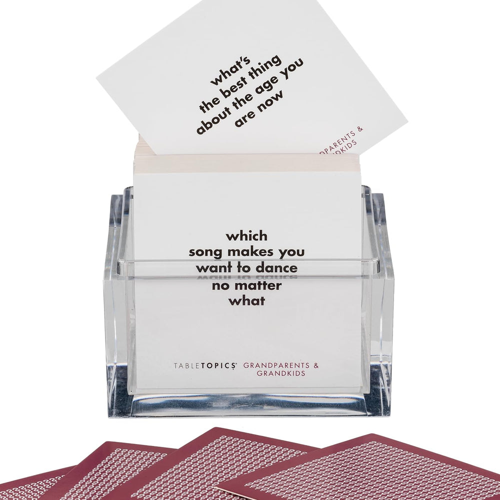 TableTopics Grandparents-Kids Dinner Table Setup invites meaningful family conversations.