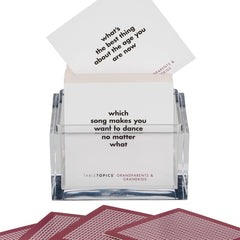 TableTopics Grandparents-Kids Dinner Table Setup invites meaningful family conversations.