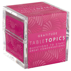 TableTopics Gratitude Cards in a cube container for family table conversations