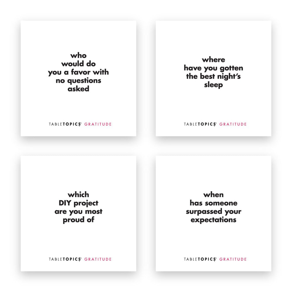 TableTopics Gratitude Cards with friends and family promote open sharing