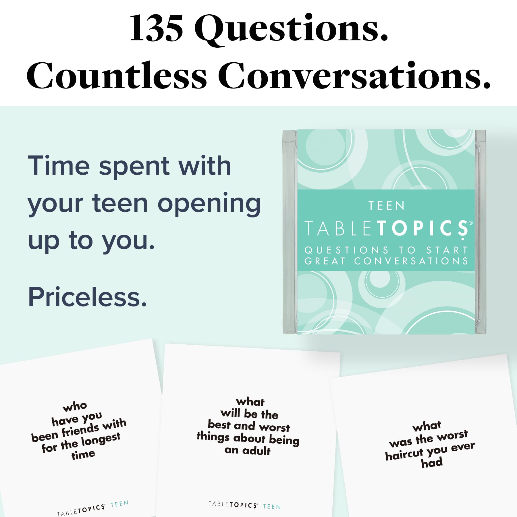 TableTopics Teen card stack close-up ready for lively teen hangouts.