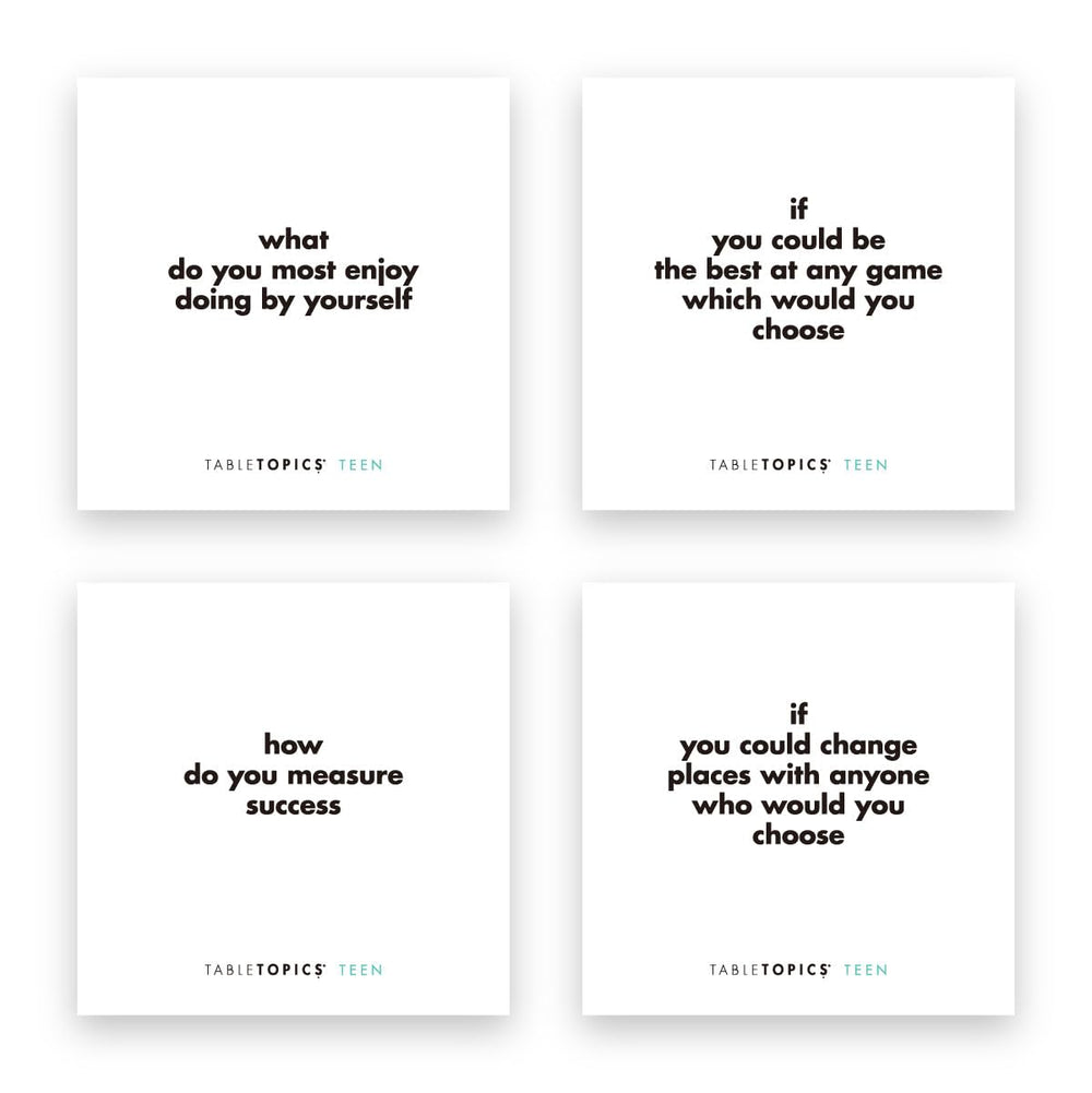 TableTopics Teen family mealtime moment prompts engaging stories.