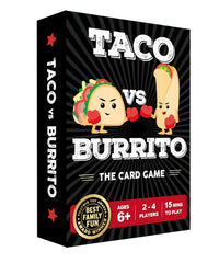 Taco vs Burrito game box open, ready for quick family game night.