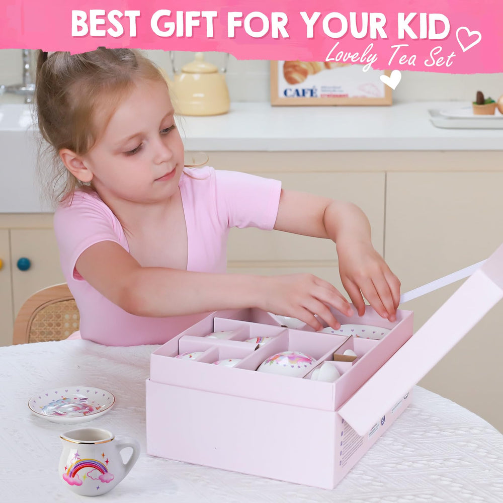 Tacobear unicorn tea set case storage keeps pieces organized for neat play sessions