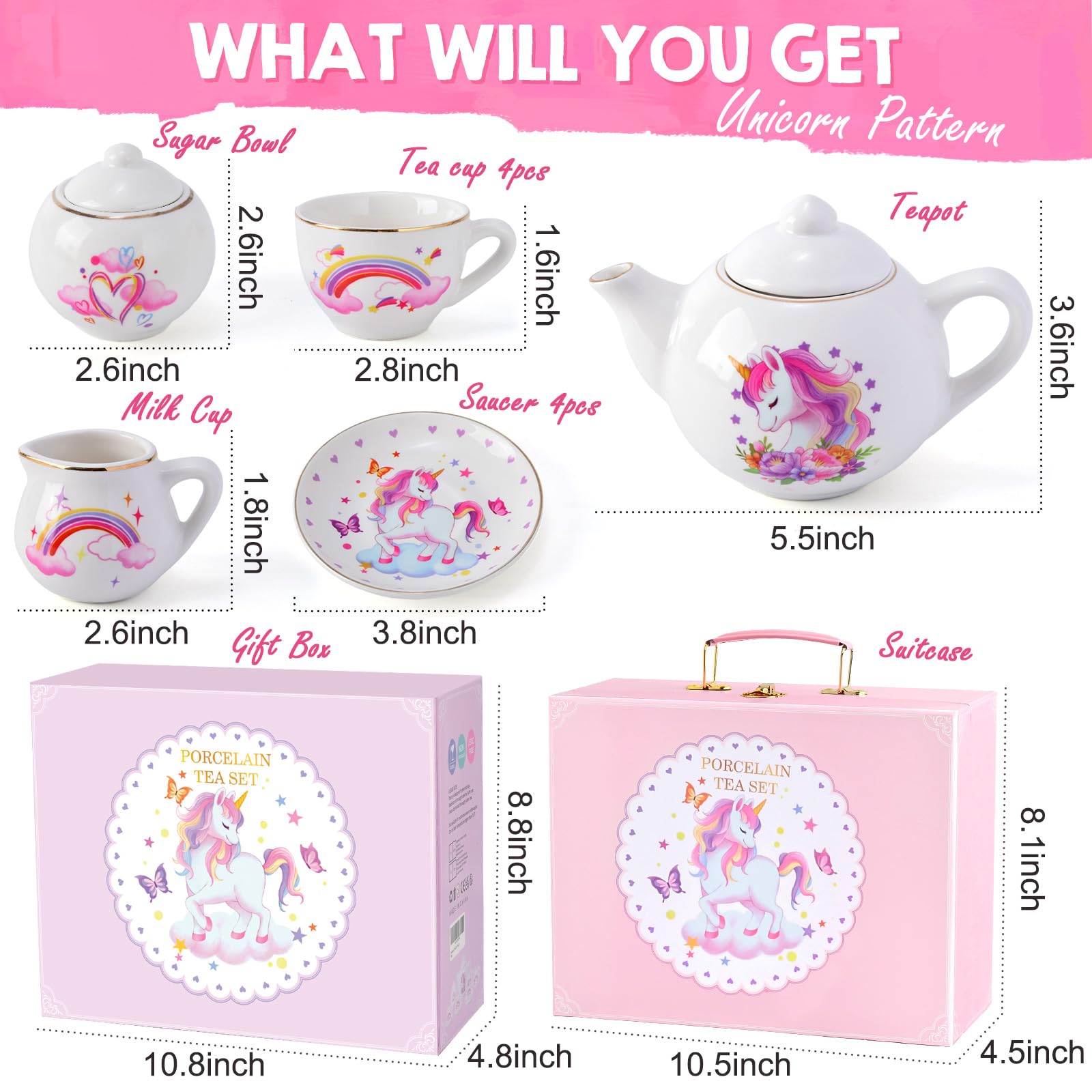 Tacobear unicorn tea set gift box makes a charming birthday or holiday surprise
