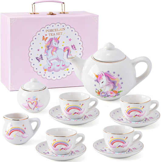 Tacobear unicorn tea set teapot for girls, ideal for elegant pretend tea parties