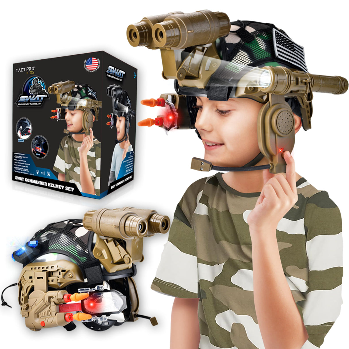 Tactipro SWAT commander helmet shown for imaginative play at home or outdoors